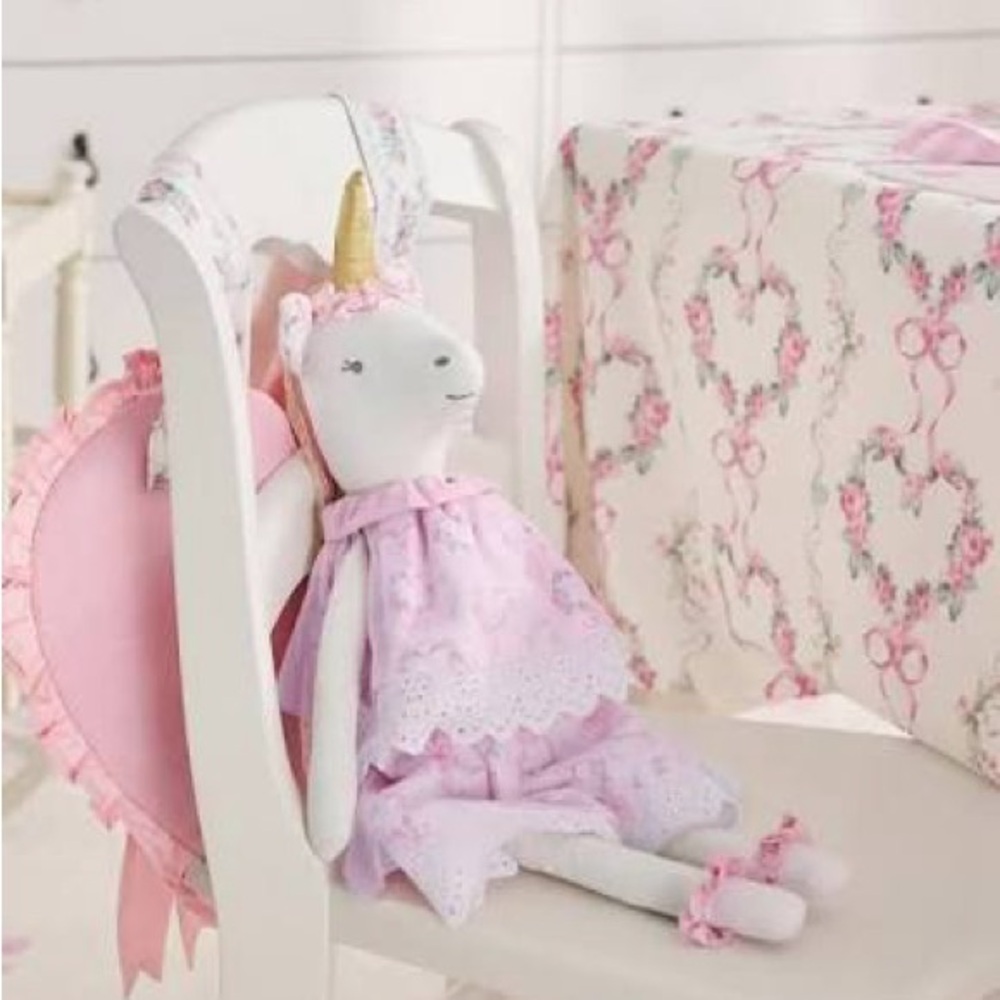 Pottery Barn Kids LoveShackFancy Pink Floral Heart Designer Doll BNWT